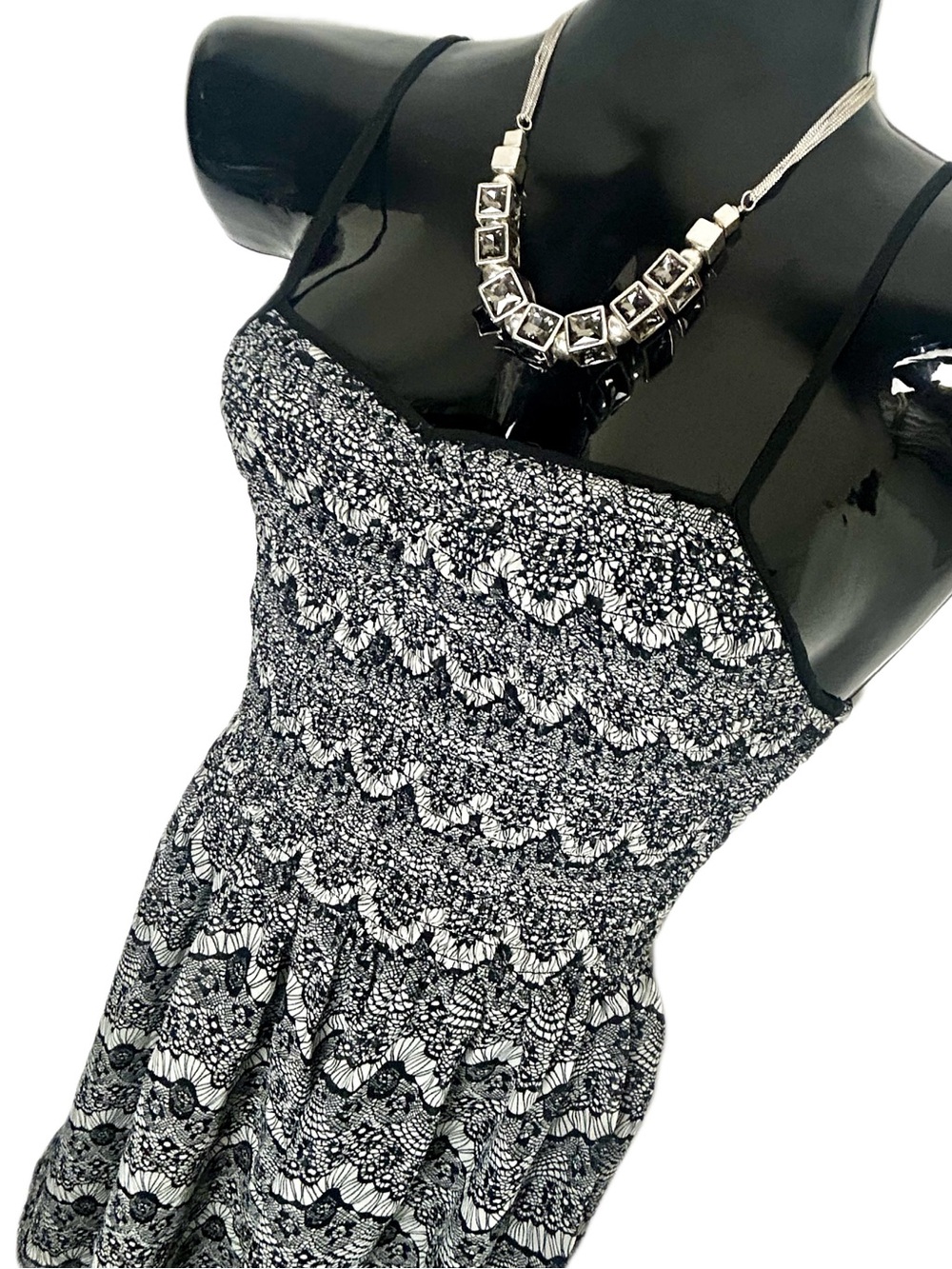 Black and White Strapless Smocked Sundress - Picture 14 of 16